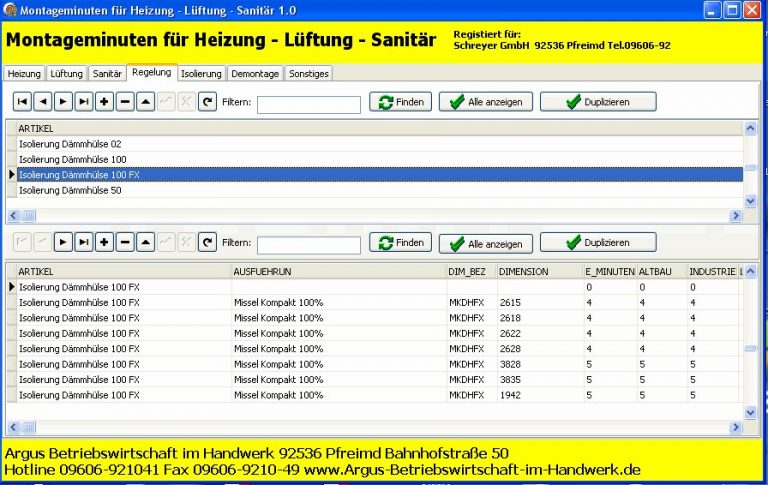 Arbeitszeiten, Minutenlisten, Kalkulation, Deckungsbeitrag, Stundensatz ...